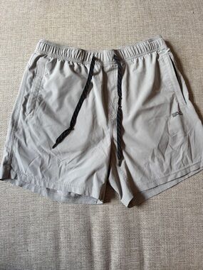 American Eagle Outfitters Men's Light Gray Athletic Shorts with Black Drawstring